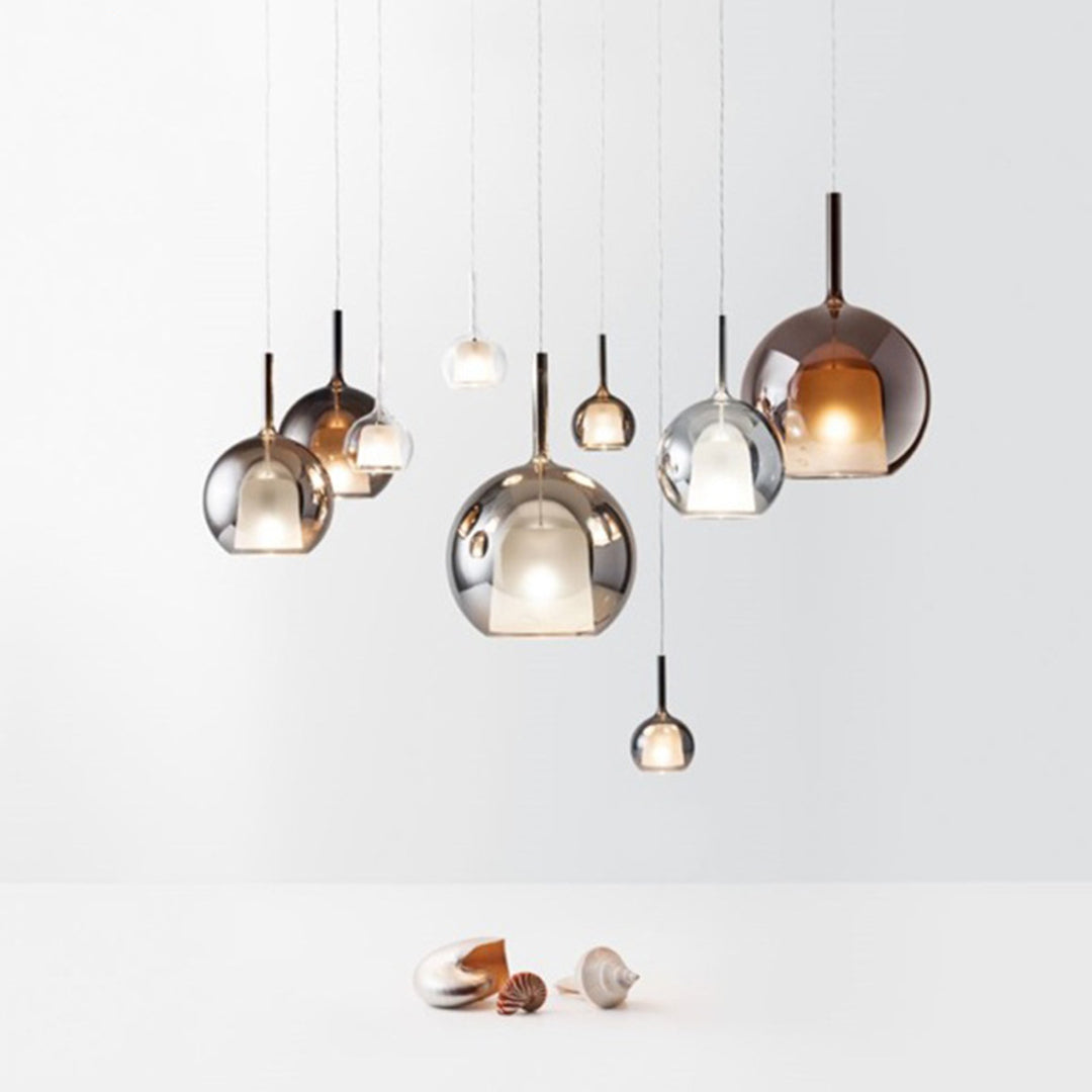 Nordic Hand-Blown Glass Ball Pendant Light for Dining Room & Living Room