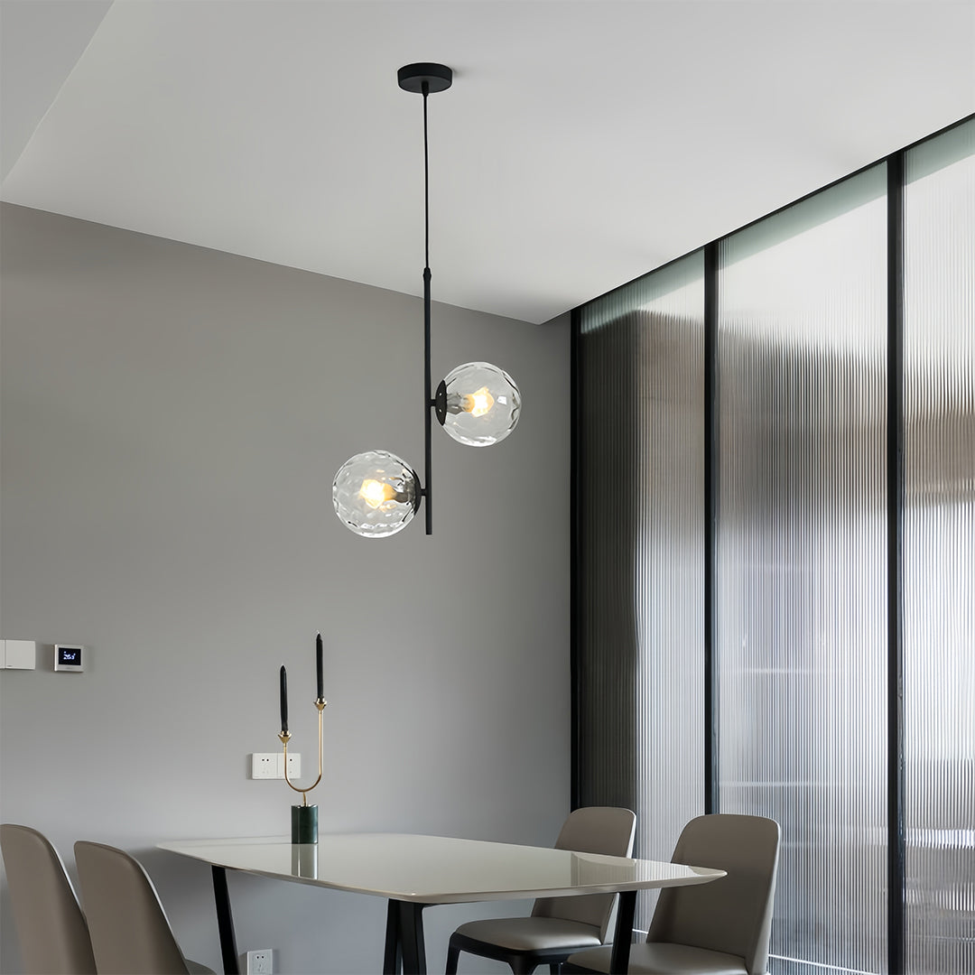 Modern Double Globe Glass Pendant Light with Adjustable Cord
