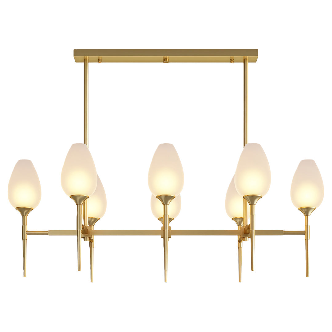 Lumina Brass Glass Chandelier – Modern Minimalist Ceiling Light