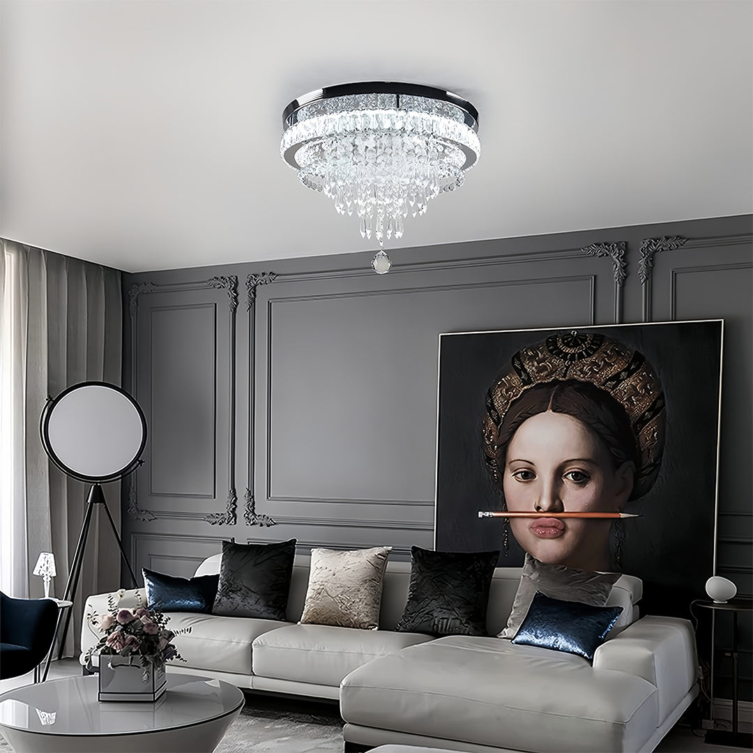 Aurelia Crystal Flush Mount Ceiling Light in Gold Stainless Steel