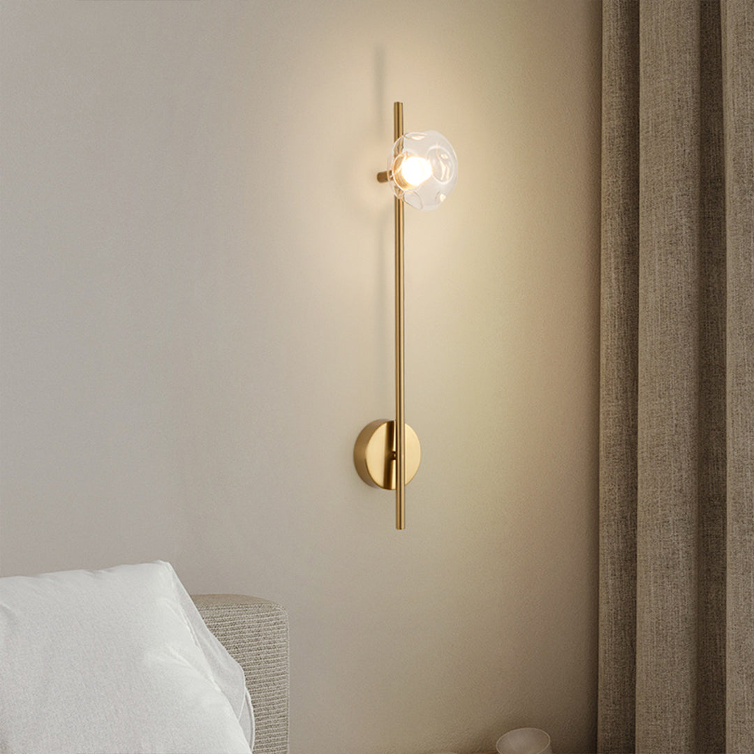 Modern Linear LED Wall Sconce with Pleated Glass Shade