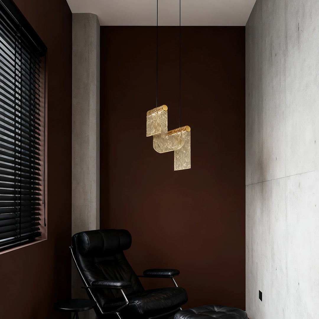 Aurelia Amber Glass Pendant Light in Gold for Modern Interiors