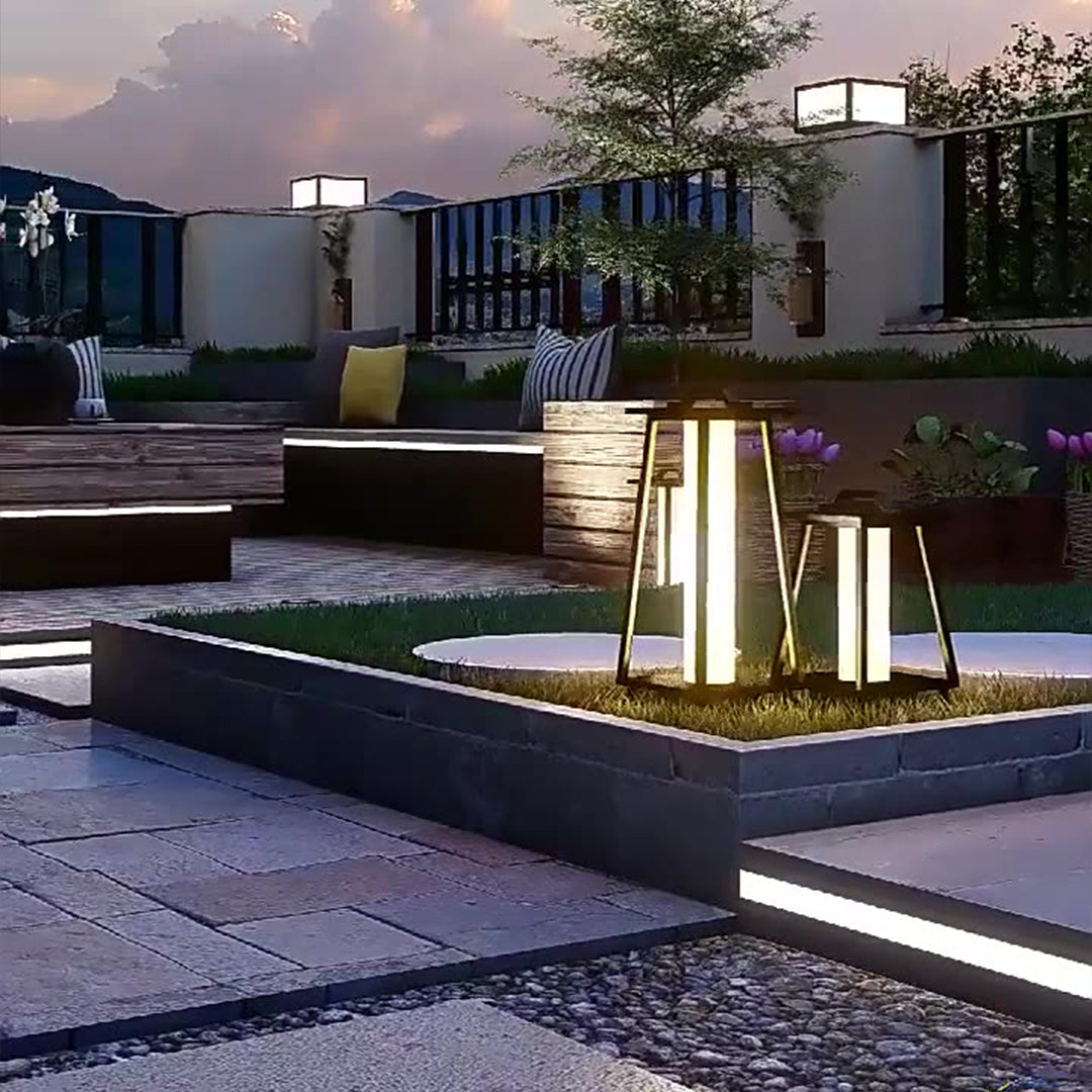 Japanese-Style Wrought Iron LED Landscape Lantern, IP65 Outdoor Garden Light