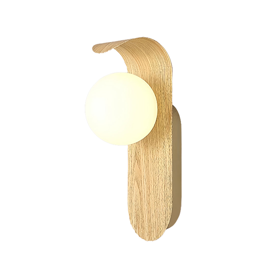 Mid-Century Wood Grain LED Wall Sconce with Spherical Shade
