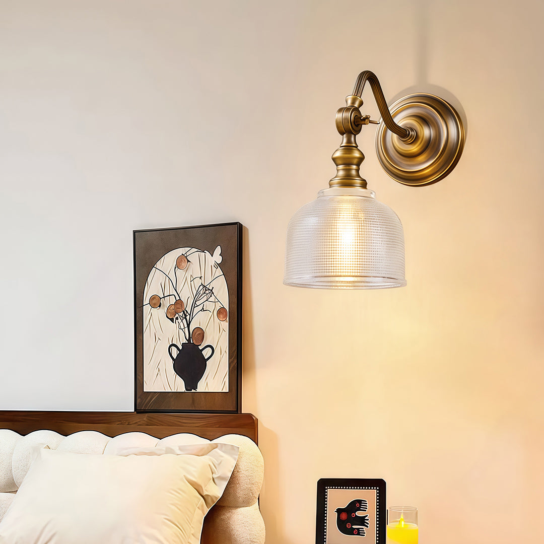 American Retro Solid Brass LED Wall Sconce for Bedroom and Living Room
