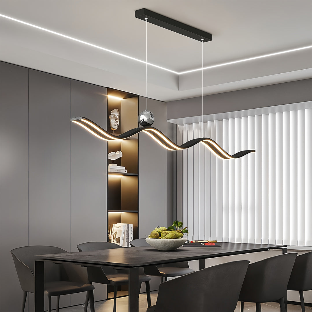Wave Linear LED Pendant Light – Modern Aluminum Suspension Lamp
