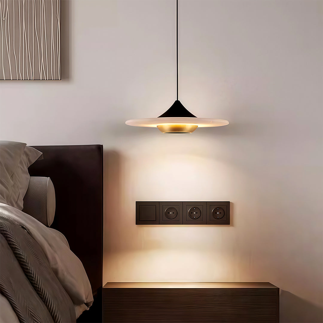 Marble UFO LED Pendant Light – Modern Minimalist Hanging Lamp