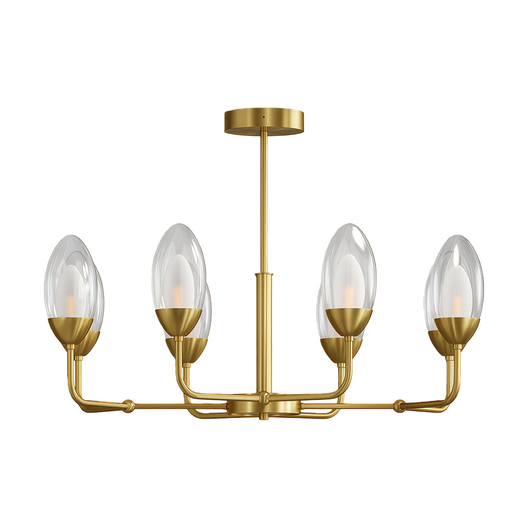 Luxury Copper Modern Chandelier with Clear Glass Shades