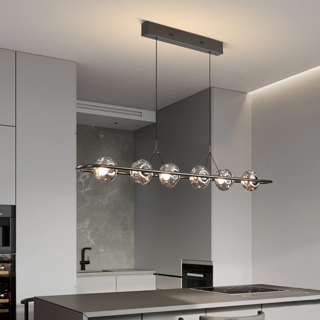 Modern Rise and Fall Pendant Light with Ribbed Glass Shade