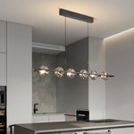 Modern Rise and Fall Pendant Light with Ribbed Glass Shade