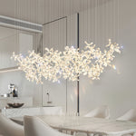 Italian Rock Crystal Chandelier with Flower-Shaped Crystal Shades