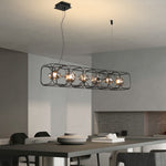 Nordic Square Cage Chandelier – Modern Linear LED Pendant Light