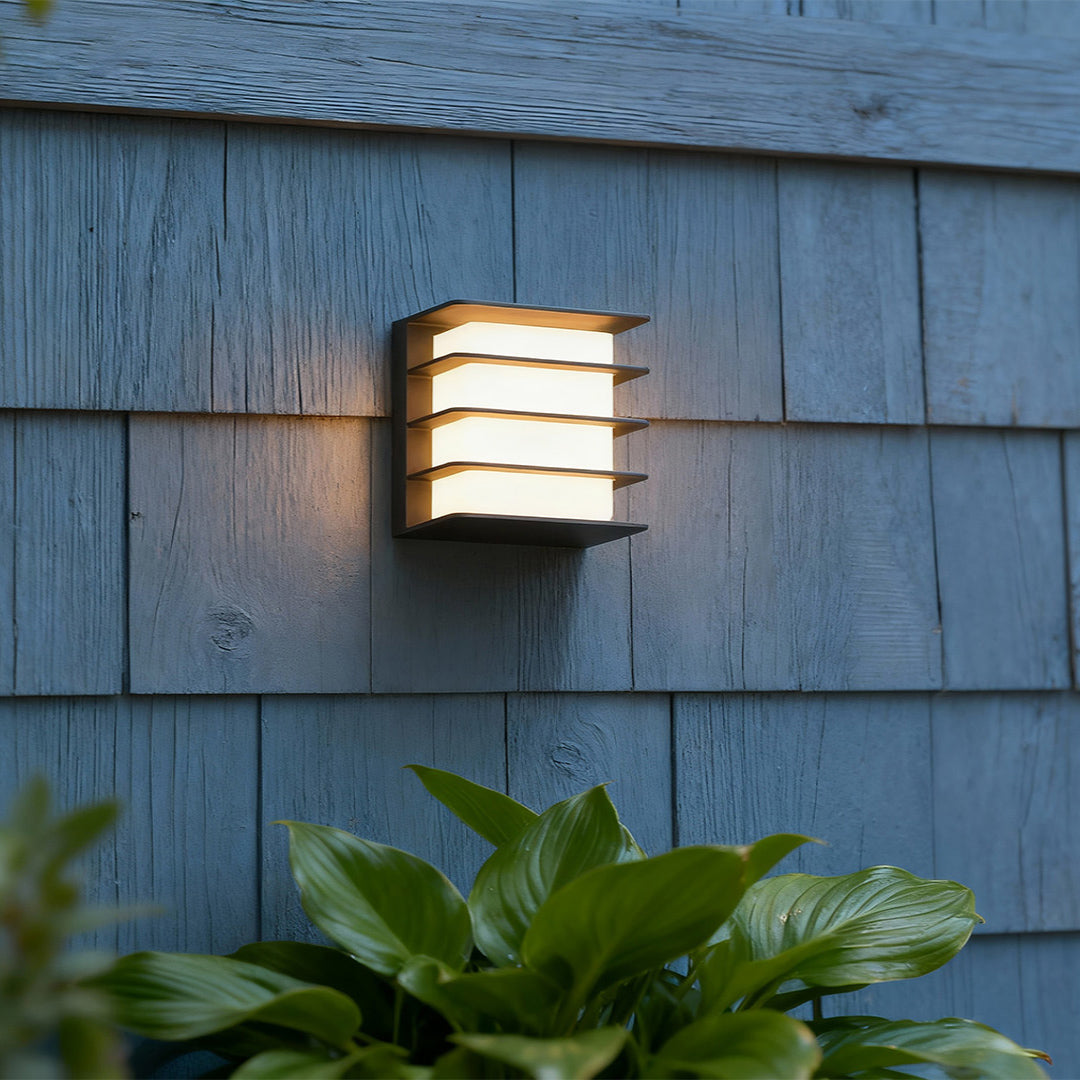Square LED Outdoor Wall Sconce in Matte Black, IP65 Waterproof