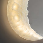 Modern Minimalist Crescent Moon LED Wall Sconce in White Resin