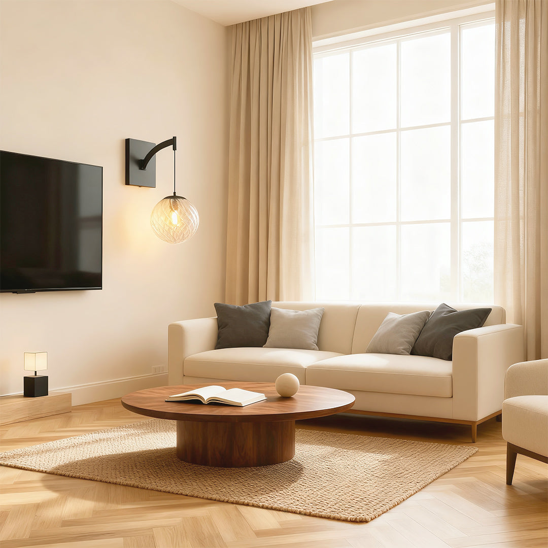 Modern Wall Mounted Pendant Light with Clear Glass Globe