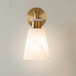 Luxury Brass Wall Sconce with Marble Shade, Minimalist LED Lighting for Modern Interiors