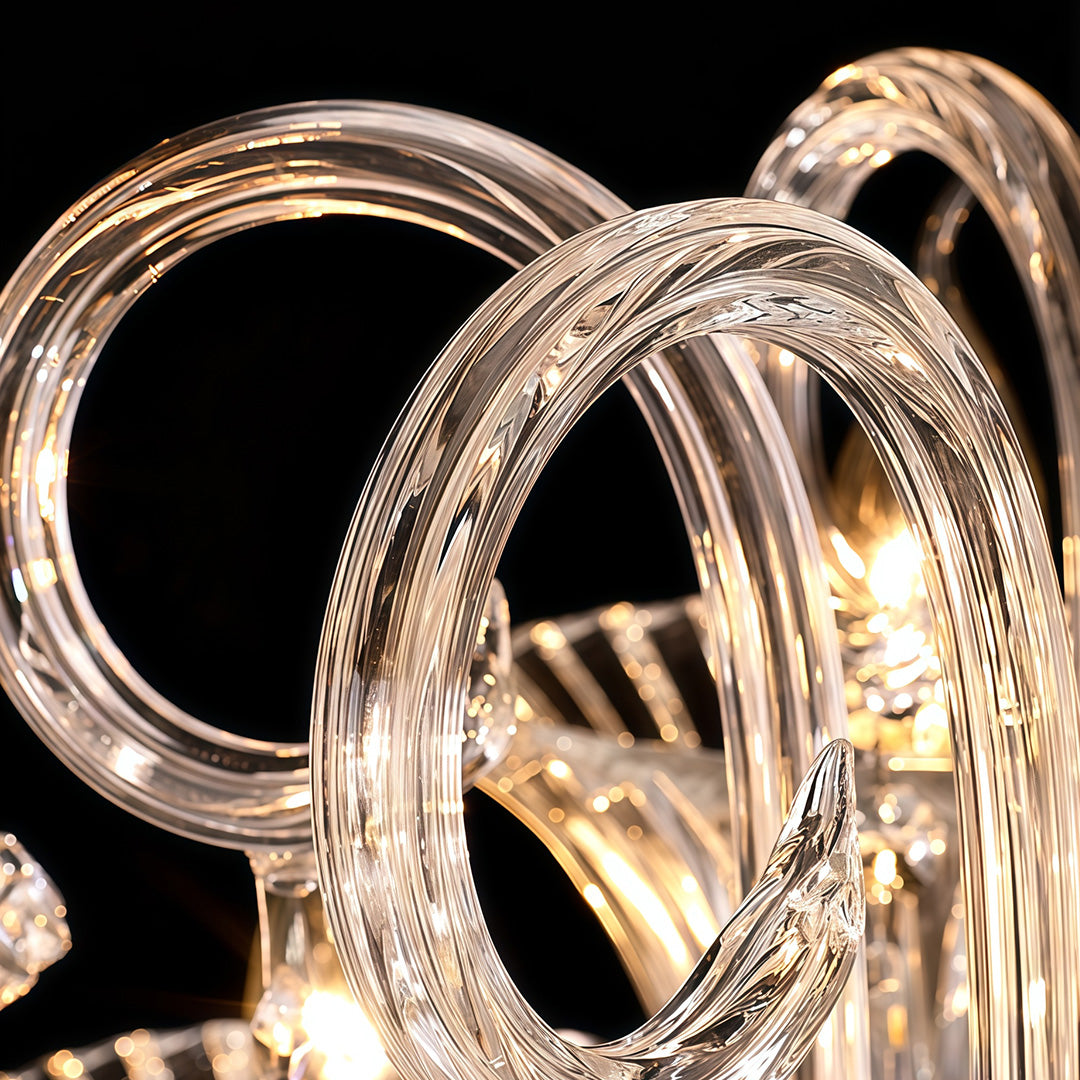 French Art Glass Chandelier with Elegant Hardware, 12 or 18 Lights