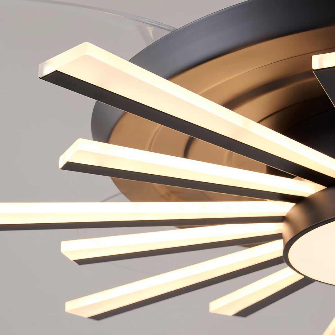Modern Multi-Head Ceiling Fan with Integrated LED Light in Black or Gold