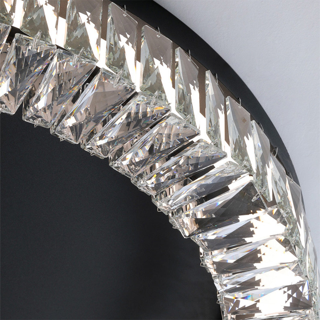 Nero Round LED Flush Mount Ceiling Light with Crystal Accents