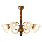 Lily of the Valley Glass Chandelier with Gold and Walnut Accents