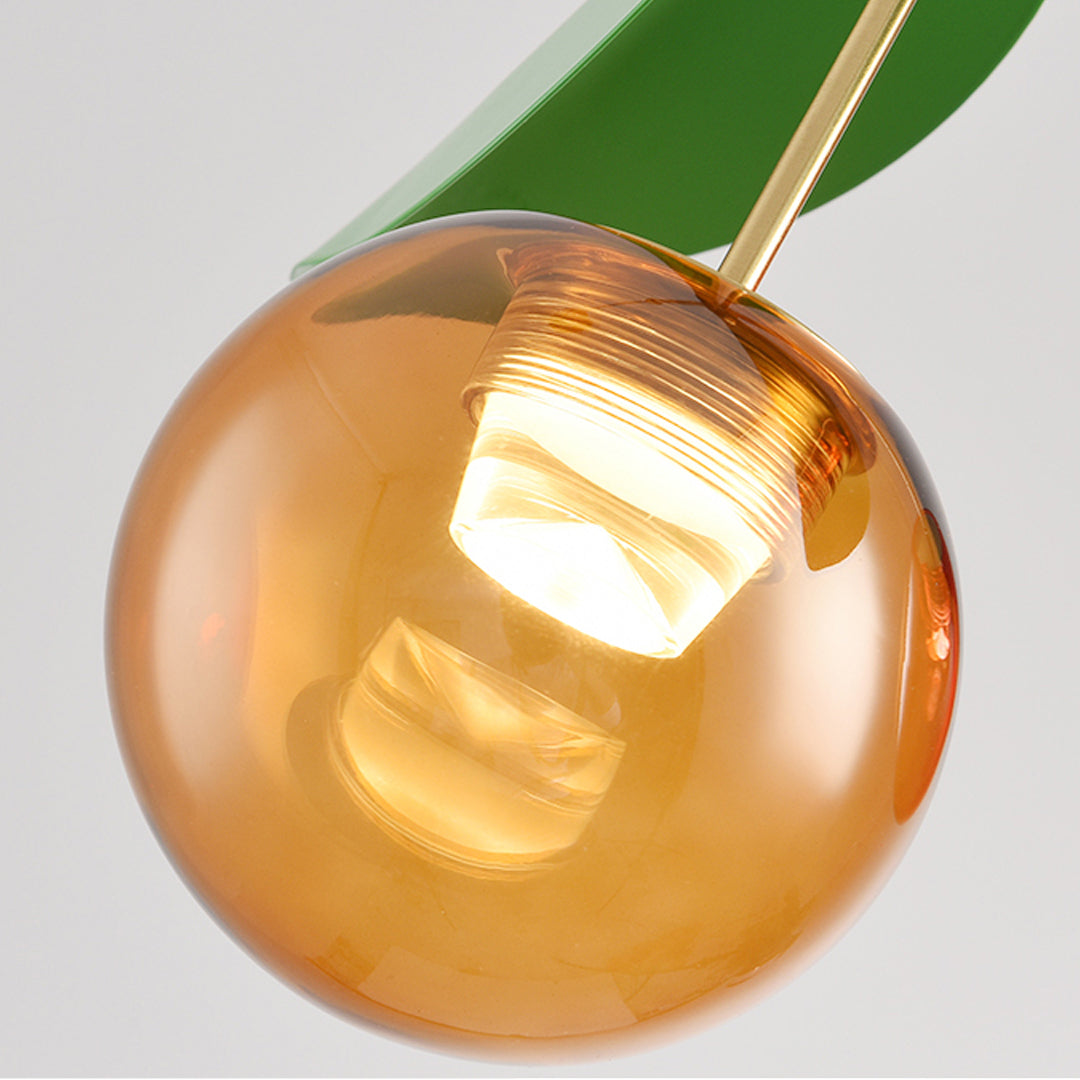 Nordic Cherry Glass Pendant Light with Gold Finish, LED Ceiling Lamp