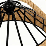 Halo Pendant Light in Black Iron and Natural Hemp Rope
