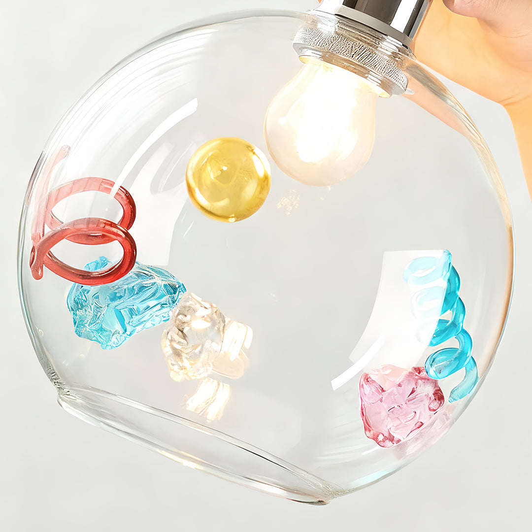 Art Deco Colored Glass Globe Pendant Light, Modern Minimalist Ceiling Lamp