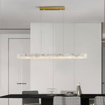 Copper Linear Pendant Light with Cloud Stone Shade