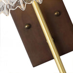 Japanese Retro Wave Glass Wall Sconce with Rubberwood Accent