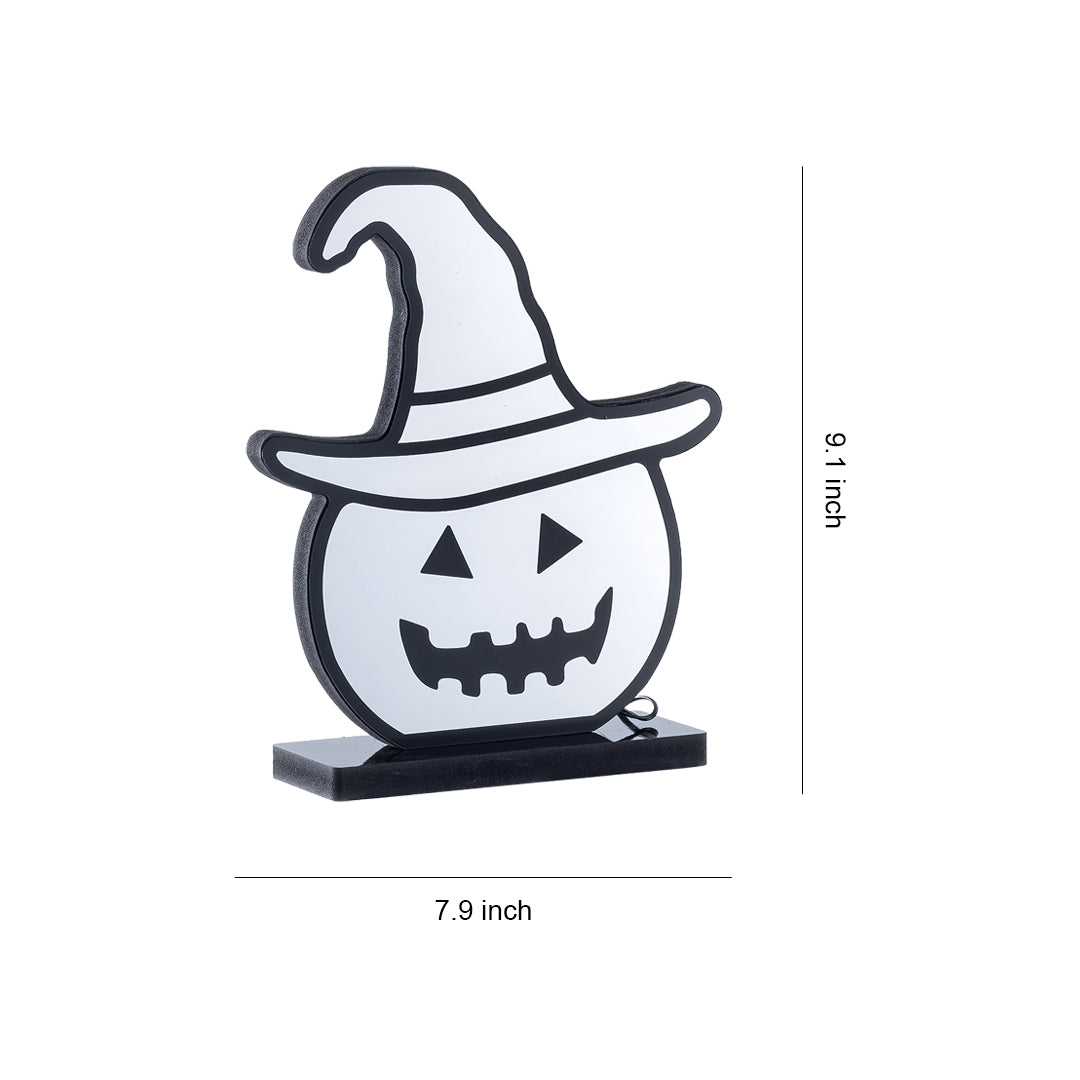 Enchanted Pumpkin LED Table Lamp with Witch Hat in Acrylic