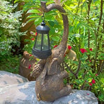 Handcrafted Resin Elephant Solar Lantern for Garden and Patio