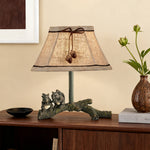 Sculptural Squirrel Table Lamp with Beige Linen Shade, French Countryside Decor