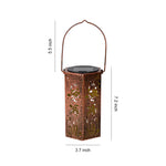 Solar-Powered Wrought Iron Outdoor Lantern with Nature Motifs