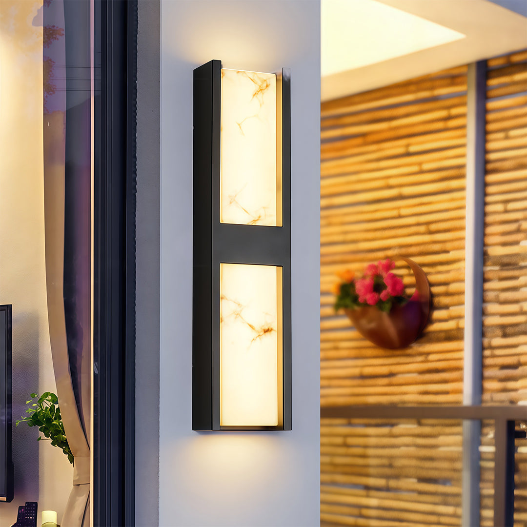 Modern Outdoor Wall Sconce with Marble Shade, IP54 Waterproof LED