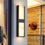 Modern Outdoor Wall Sconce with Marble Shade, IP54 Waterproof LED