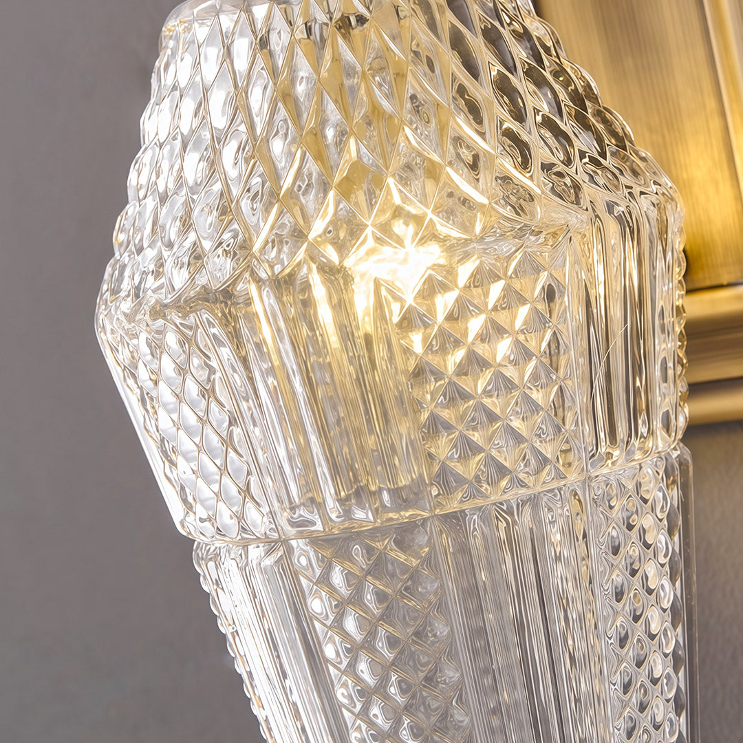 French Retro Brass LED Wall Sconce with Glass Shade for Elegant Interiors
