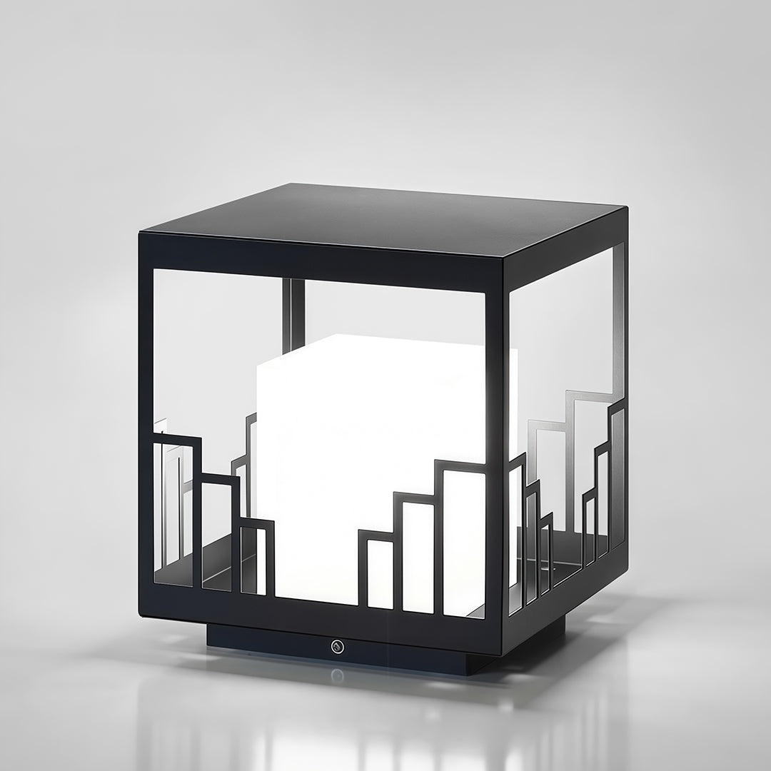 Minimalist Outdoor Pillar Light in Matte Black Stainless Steel