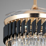 Luxury Black Ceiling Fan with Crystal Light and Transparent Blades