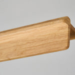 Linear Wood LED Pendant Light with White PVC Shade, Minimalist Dining Room Fixture