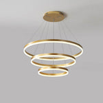 Trio of Illumination: Modern LED Chandelier with Adjustable Rings