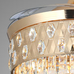 Luxury Crystal Ceiling Fan with Gold Iron Frame and Dimmable LED Light