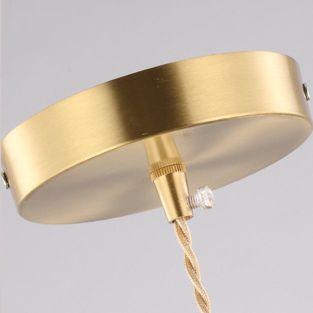 Diamond Glass Pendant Light with Brass and Wood Accents