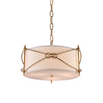 Lumina White Drum Pendant Light with Polished Gold Accents