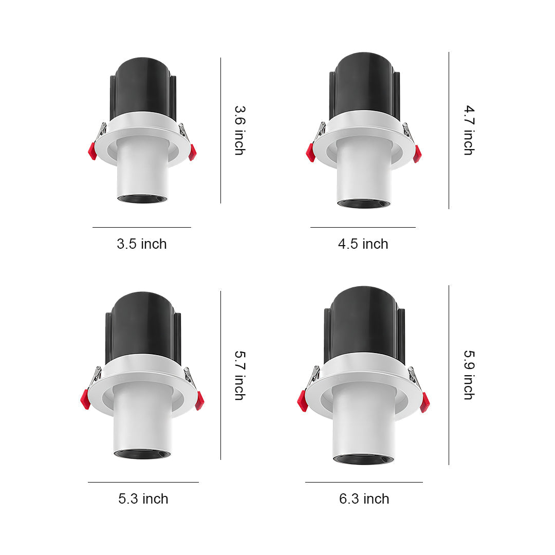Recessed LED Downlight in White Aluminum with Anti-Glare Design