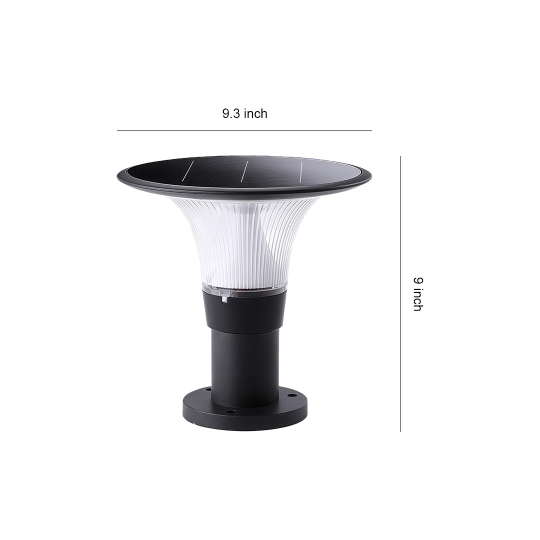 Solar Post Cap Light in Black Aluminum for Outdoor Pillars