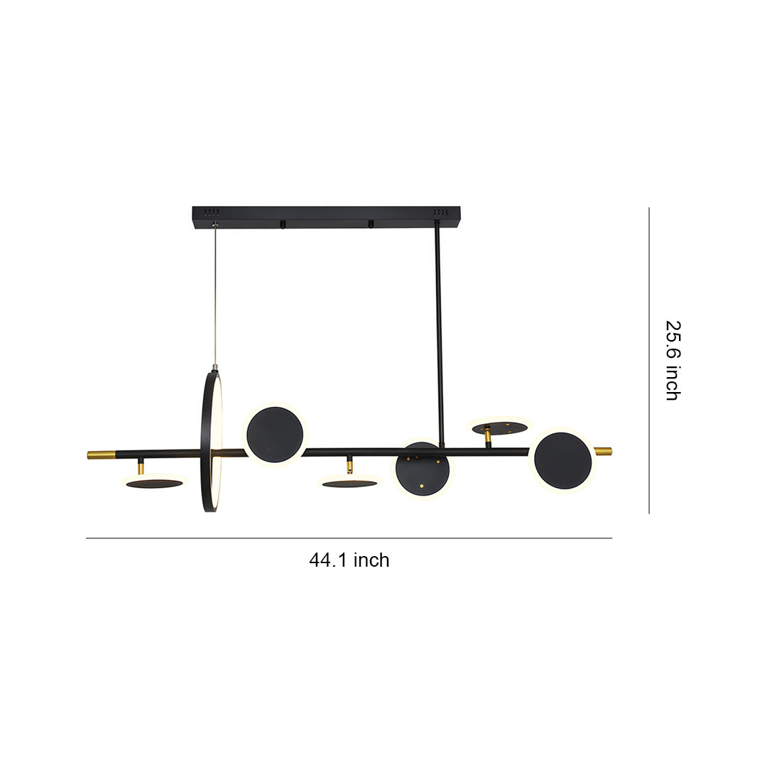 Aurelia Six-Light Linear LED Chandelier in Black and Gold with Silicone Shades