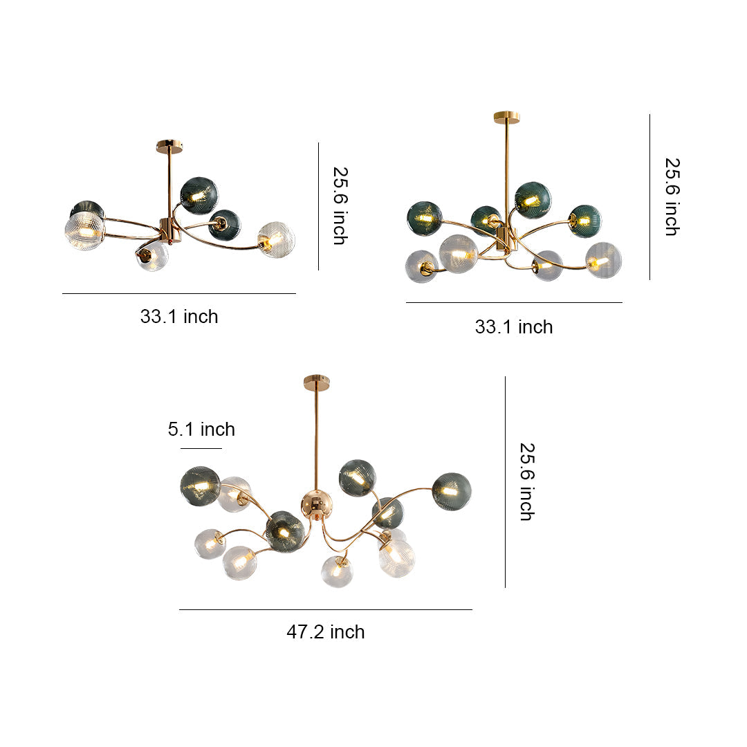 Aurelia Six-Light Clear Glass Flush Mount Ceiling Light in Champagne Gold