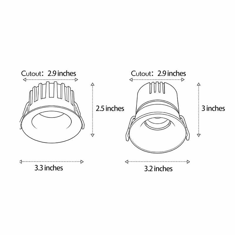 Lumina Recessed Spotlight Duo – Frameless Silver, Glare-Free LED & COB