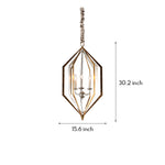 Rustic Brown Open Frame Pendant Light with Adjustable Chain