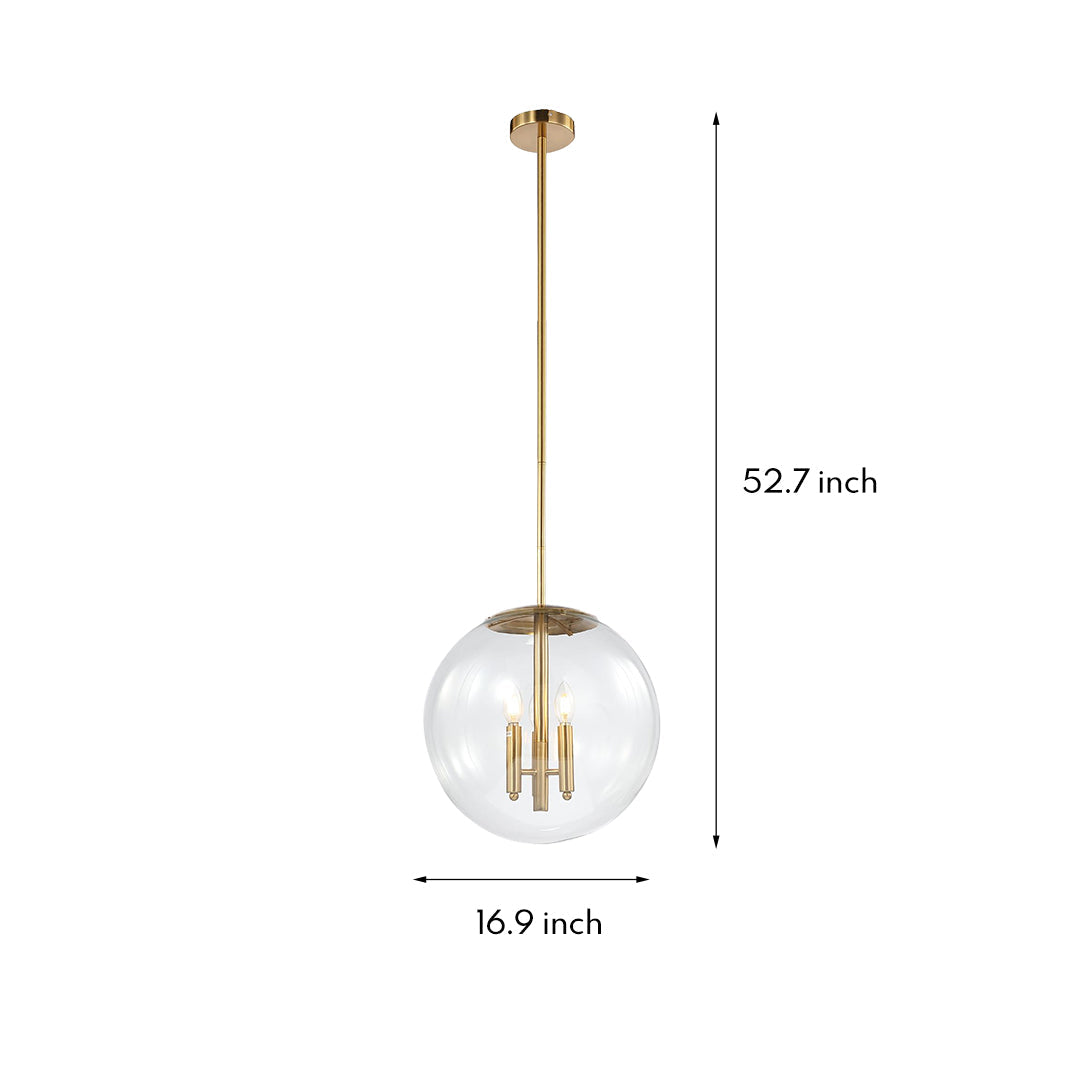 Lumina Clear Glass Globe Pendant Light in Gold